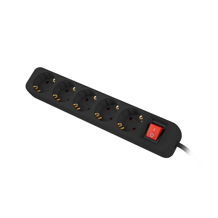 Lanberg PS1-05F-0150-BK 250V Elosztó 5 aljzatos 1.5m - Fekete (PS1-05F-0150-BK)