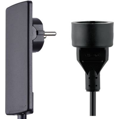 Lapos dugós hálózati hosszabbítókábel 1,5 m, fekete, HO5VV-F 3 G 1,5 mm2, Schulte Elektrotechnik 151000155100 (151000155100)