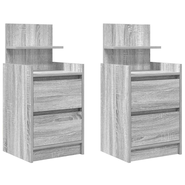 Noptiere cu 2 sertare 2 buc Gri Sonoma 38x34x80 cm
