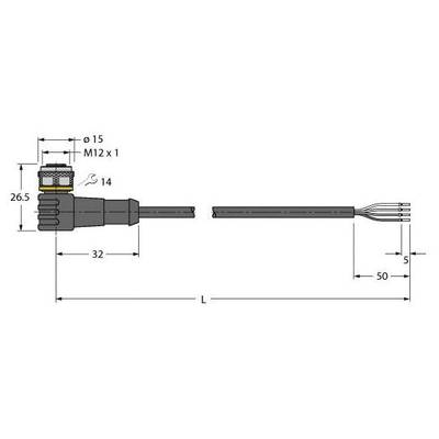 Turck 6625515 Érzékelő-/működtető csatlakozóvezeték 2 m Pólusszám: 4 1 db (6625515)