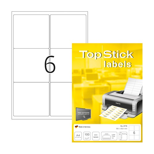 Samolepiace etikety A4, 100 hárkov, 99,1 x 93,1 mm