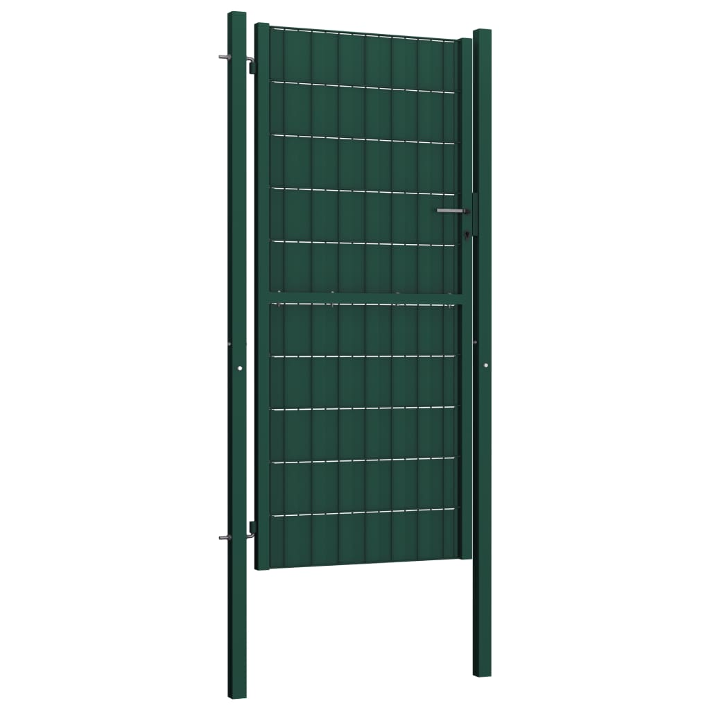 zöld PVC és acél kerítéskapu 100 x 204 cm (145231)