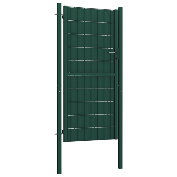 zöld PVC és acél kerítéskapu 100 x 204 cm 