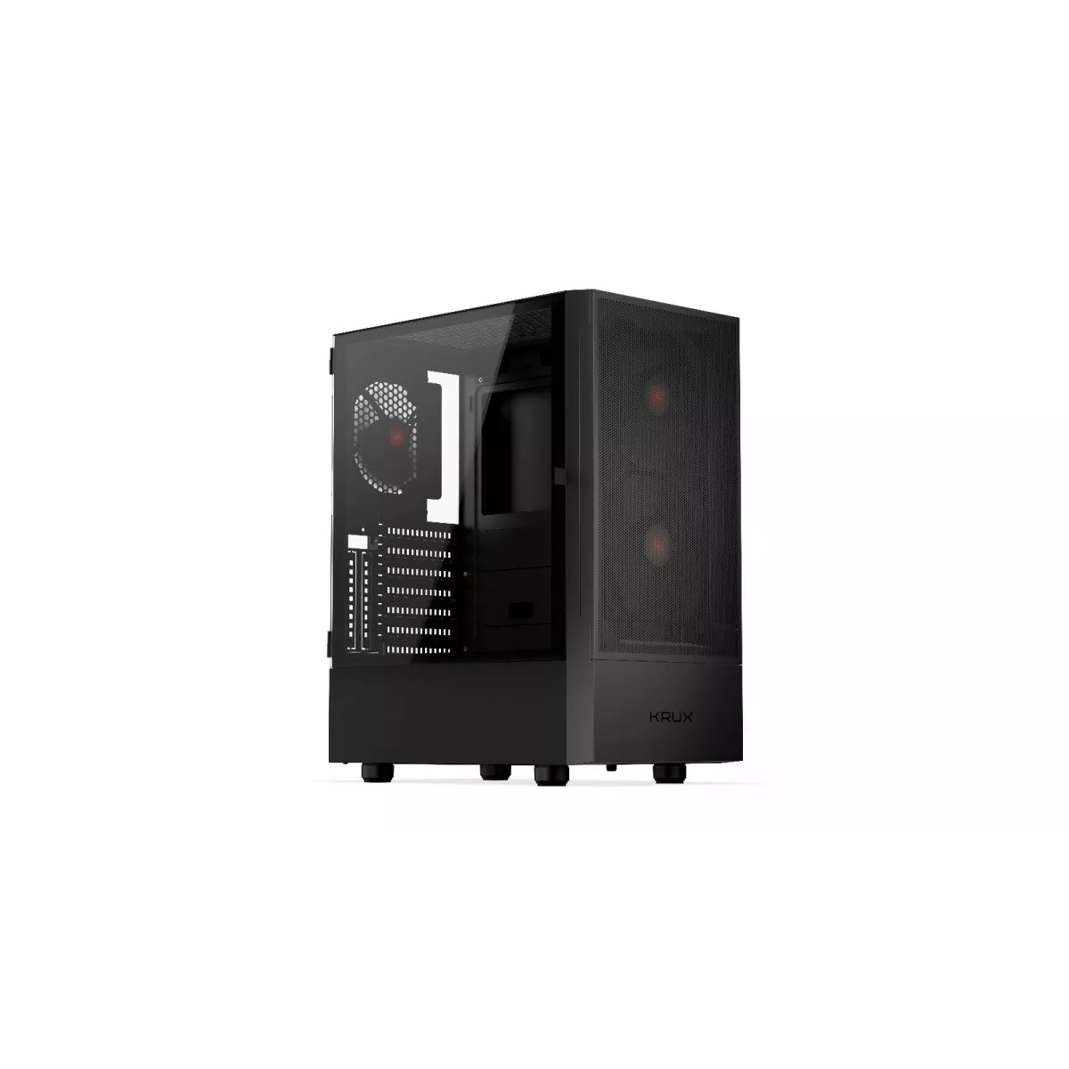 Krux Nadir Midi Torony Számítógépház + 1db 120mm + 2db 140mm ventilátor - Fekete (KRXD007)