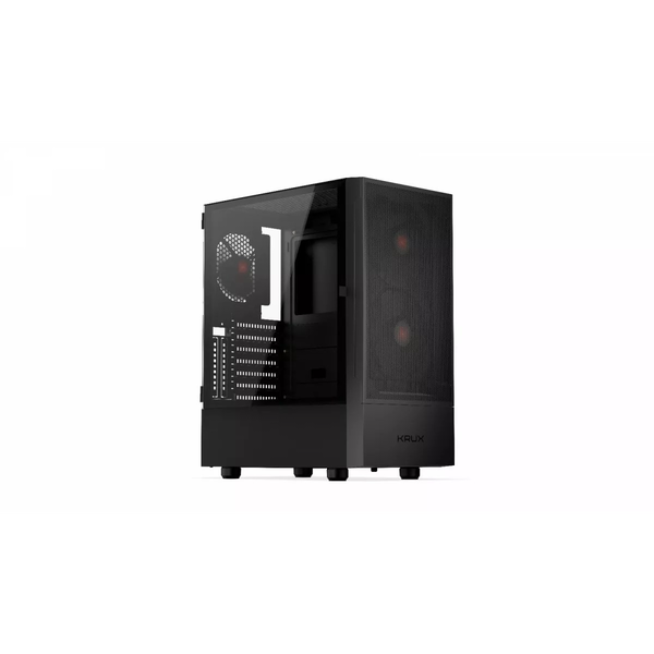 Krux Nadir Midi Torony Számítógépház + 1db 120mm + 2db 140mm ventilátor - Fekete
