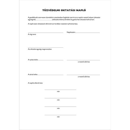 Victoria KO751A6 A4 tűzvédelmi oktatási napló 40 oldal (10 db) (KO751)