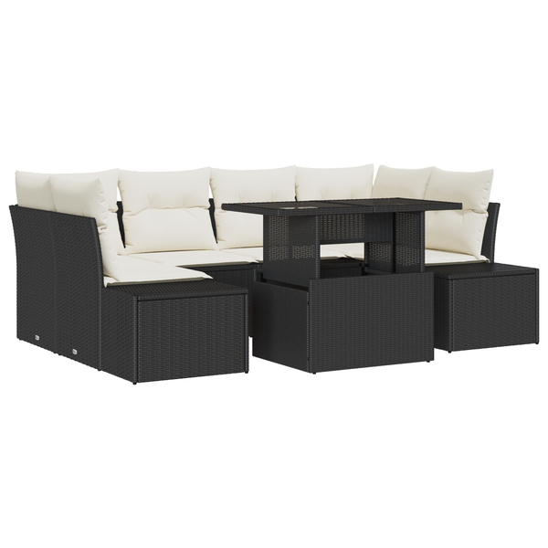 Set canape credință 7 Piese Negru și Crem