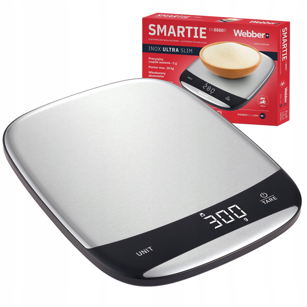 Waga kuchenna WEBBER INOX elektroniczna precyzyjna LCD 10kg USB tarowanie