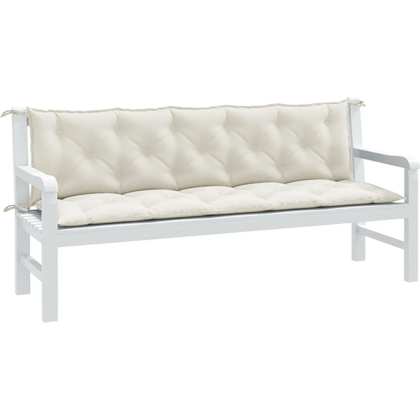 2 db melange krémszínű szövet kerti padpárna 180 x 50 x 7 cm