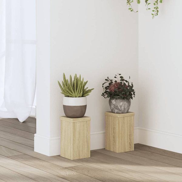 Soportes De Plantas 2 Uds Madera Roble Sonoma 10x10x18 Cm Vidaxl