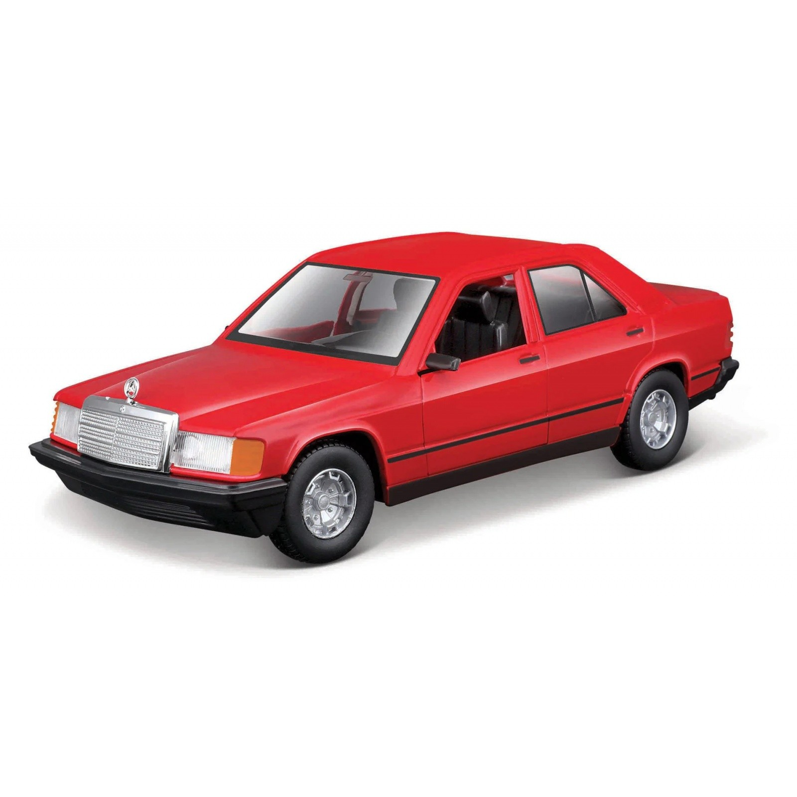 Bburago Mercedes Benz 190E 1987 autó fém modell piros (1:24) (21103)