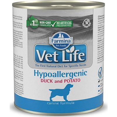 Vet Life Dog Hypoallergenic Duck & Potato Konzerv 300 g (PVT300003)