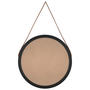 Oglindă de perete cu o curea, negru, Ø 55 cm