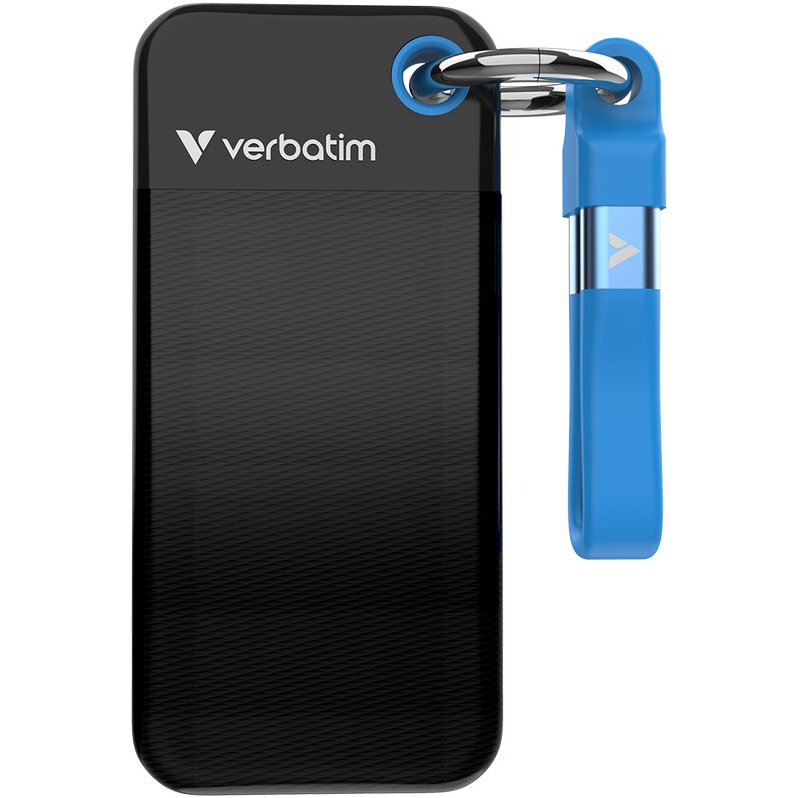 Външен SSD диск Verbatim Pocket 256 GB, черно-син