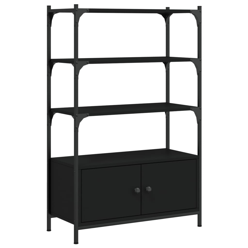 3 szintes fekete szerelt fa könyvespolc 70 x 30 x 109,5 cm (838993)