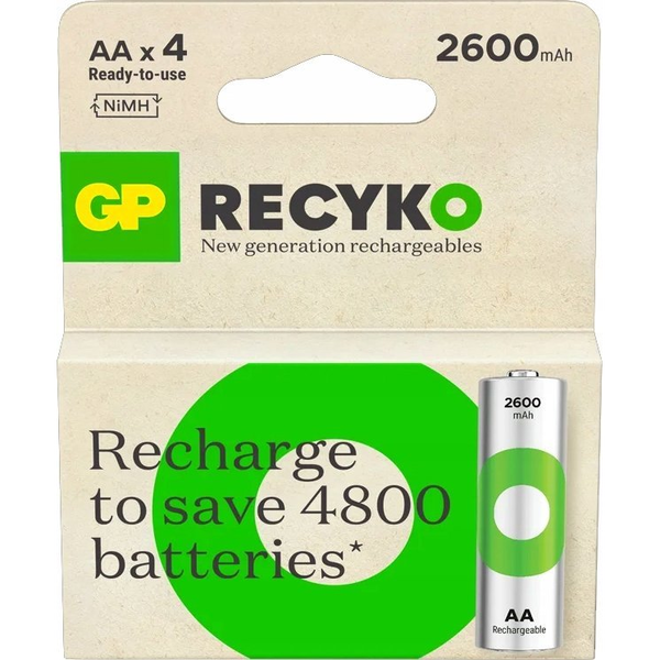 GP ReCyko NiMH újratölthető elem HR6 (AA) 2600mAh 4db. 300+ töltési ciklus