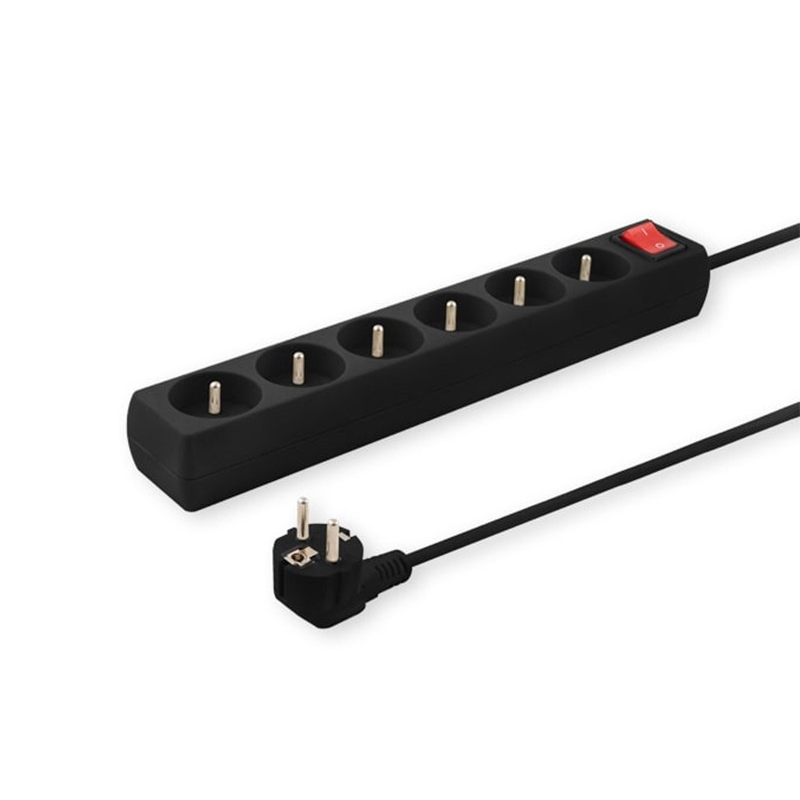 Savio LZ-04 250V Túlfeszültség védő elosztó 6 aljzatos 5m - Fekete (LZ-04)