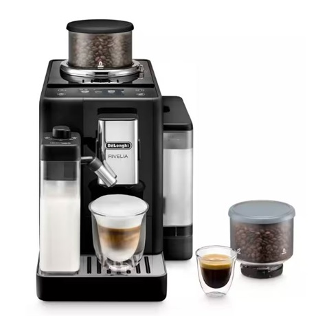 De'Longhi Rivelia automata eszpresszógép, 0132215475, 2 babtartály, Bean Adapt technológia, kiöntő LatteCrema Hot technológiával, 1450 W, 19 bar, 1,4 l, fekete