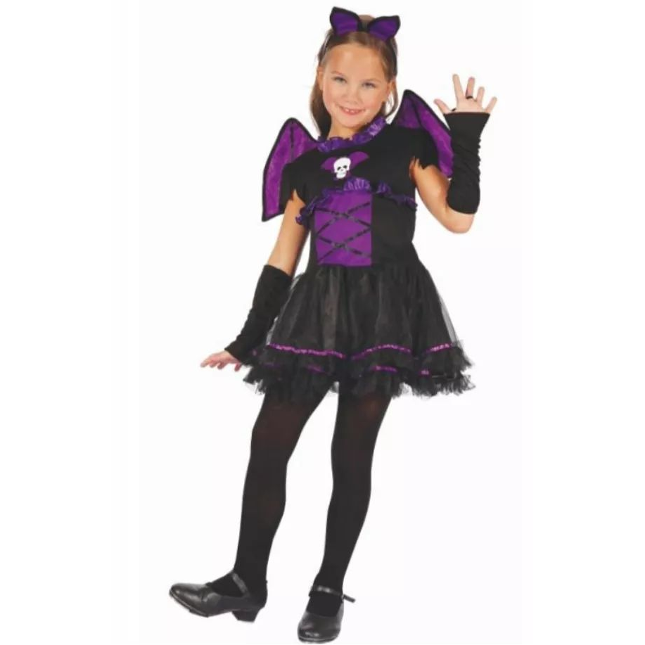 Denevérboszorkány jelmez szett lányoknak 110-120 cm (NR11)