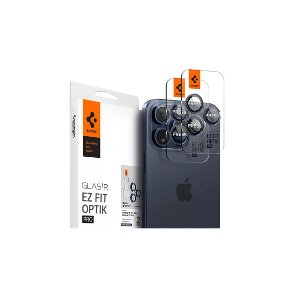 Set 6 protectii sticla camera foto Spigen Optik EZ FIT compatibil cu iPhone 14 Pro / 14 Pro Max / 15 Pro / 15 Pro Max Blue Titanium