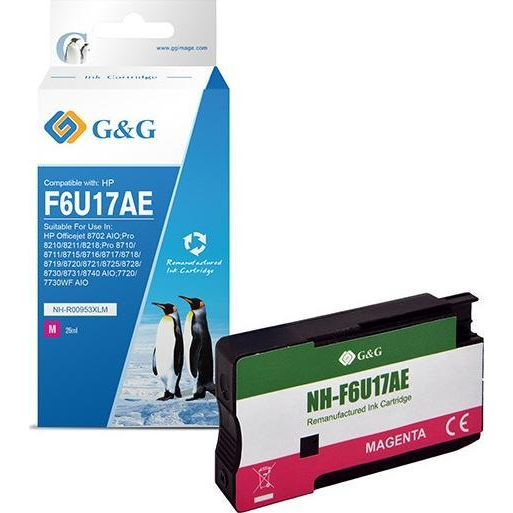 Tusz G&G G&G kompatybilny ink / tusz z F6U17AE, HP 953XL, magenta, 1600s, NH-R00953XLM, dla HP "Officejet Pro 8210/8211/8218