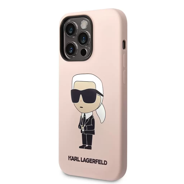 Husa Karl Lagerfeld roz KLHCP14LSNIKBCP pentru dispozitivul Apple iPhone 14 Pro