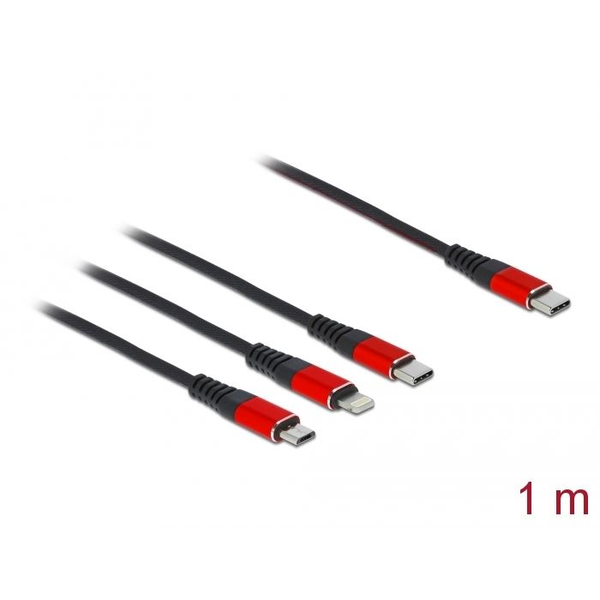 Delock USB töltő kábel 3 az 1 USB Type-C  apa Lightning - Micro USB- és USB Type-C 1m (86711)