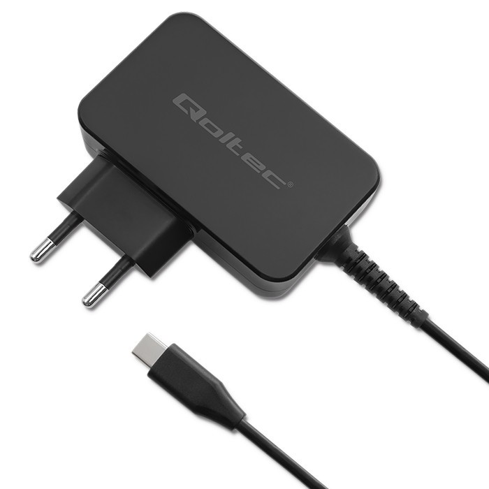 Qoltec 52386 Power Pro USB Type-C GaN Hálózati töltő - Fekete (65W) (52386)