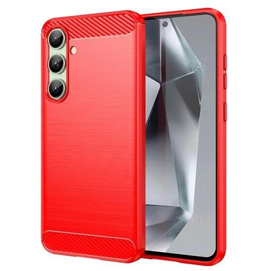 Gigapack Samsung Galaxy S24 FE (SM-S721) szálcsiszolt, karbon mintás tok piros (GP-161668) (GP-161668)