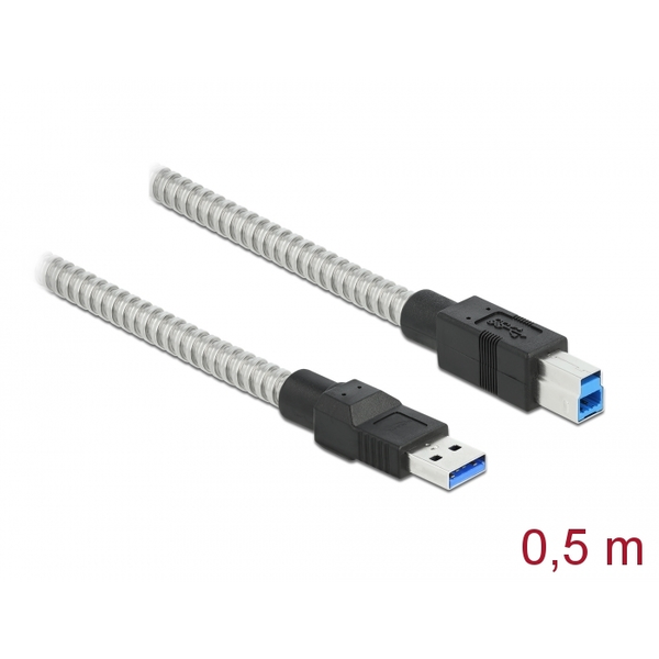 DeLOCK 86777 kabel USB 0,5 m 3.2 Gen 1 (3.1 Gen 1) USB A USB B Stříbrný