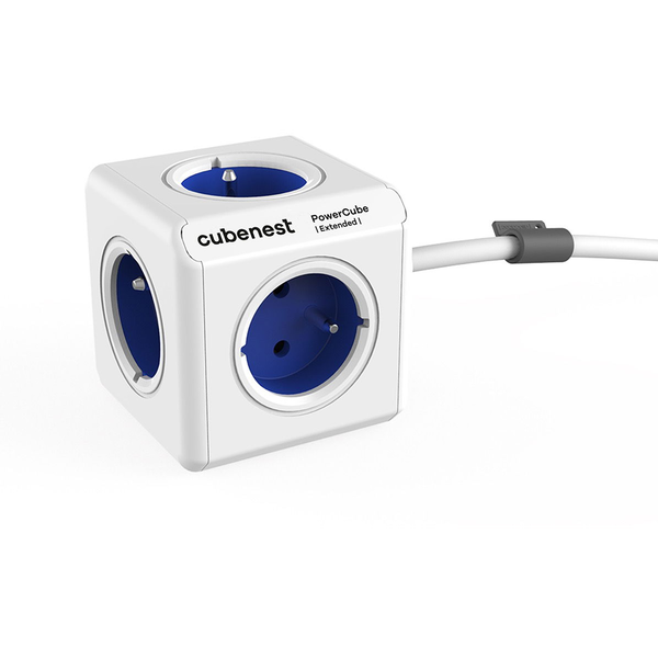 Cubenest Powercube Extended elosztó 5x aljzat 1.5m fehér-kék (6974699971252)