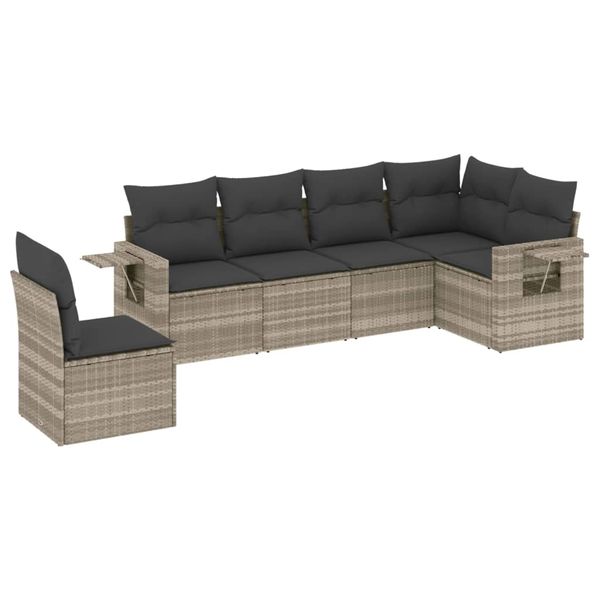 Set canapele de grădină cu perne, 6 piese gri deschis poliratan