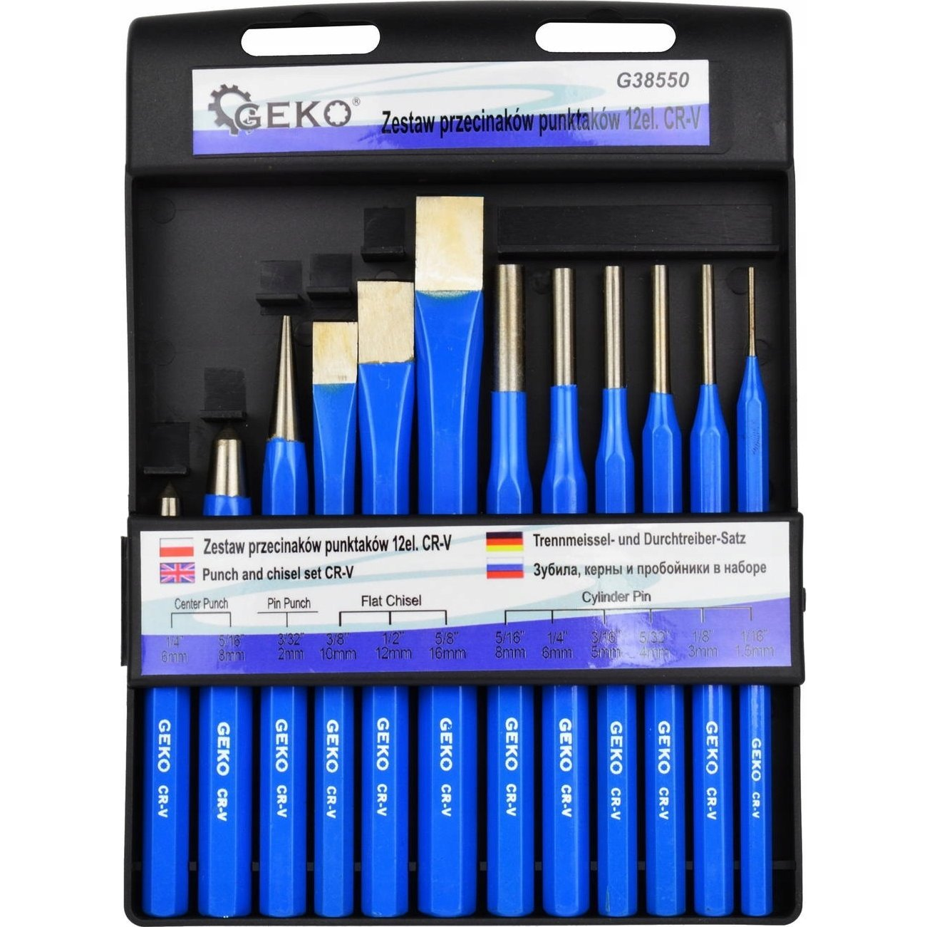 Geko 12 Részes Véső-Lyukasztó-Pontozó Készlet