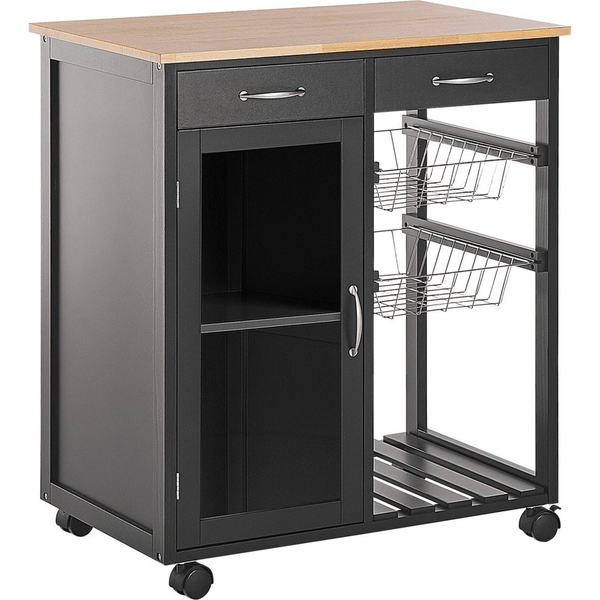 Beliani Wózek kuchenny 2 szuflady czarny BOVES