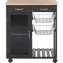 Beliani Wózek kuchenny 2 szuflady czarny BOVES
