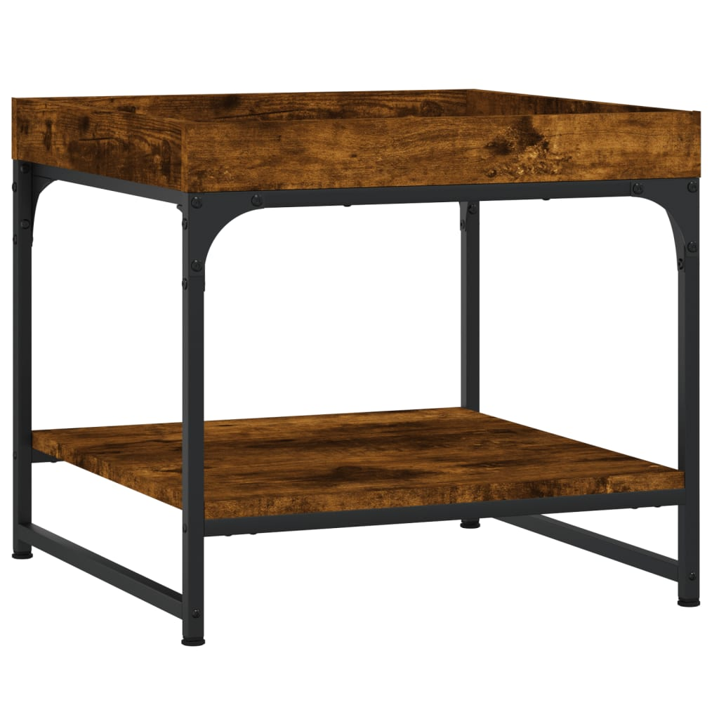 füstös tölgyszínű szerelt fa dohányzóasztal 49,5x49,5x45 cm (832810)