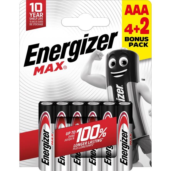Energizer Max E92 B6 4+2 AAA mikro elem (E303328200)