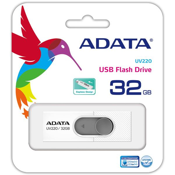 Pen Drive 32GB ADATA UV220 USB 2.0 White/Gray (AUV220-32G-RWHGY)