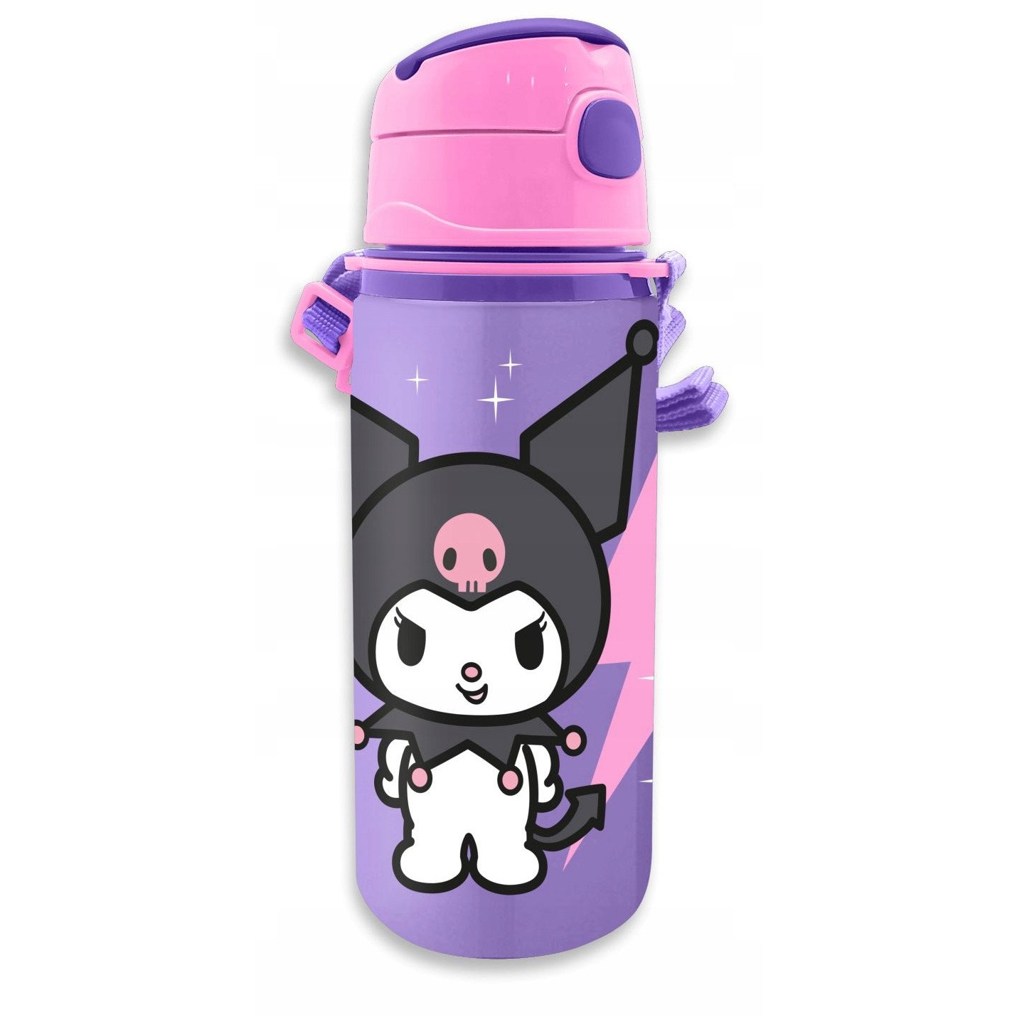 Hello Kitty Kuromi Alumínium Szívószálas Kulacs Akasztóval 600 ml