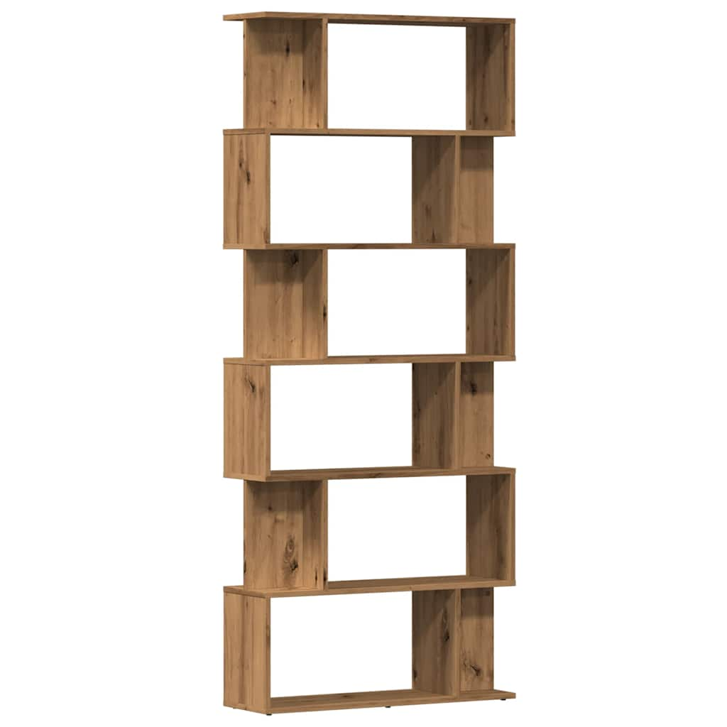 kézműves tölgy színű szerelt fa könyvszekrény 80x24x192 cm (855783)