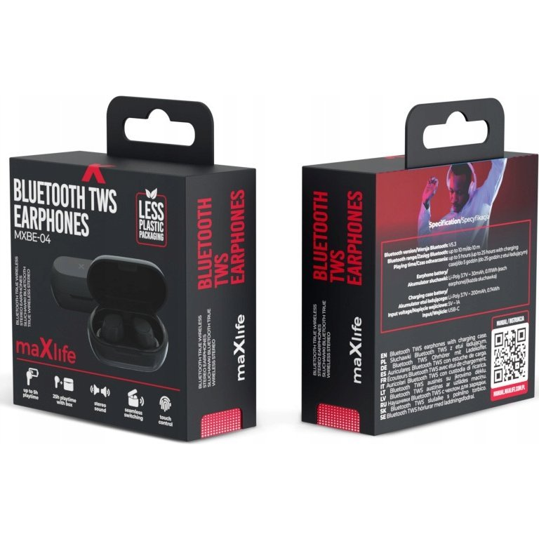 Maxlife MXBE-04 Bluetooth Fülhallgató TWS-Fekete (OEM0002437)