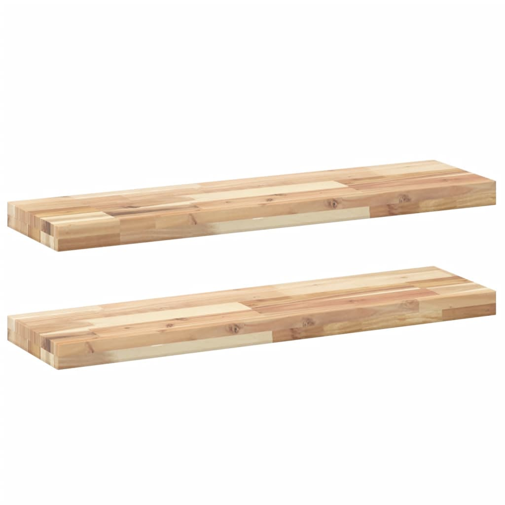 2 db kezeletlen tömör akácfa függőpolc 80 x 20 x 4 cm (3279424)