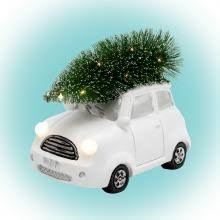 Somogyi KDCA 15 fehér kisautó fenyővel kerámia figura (siKDCA15)