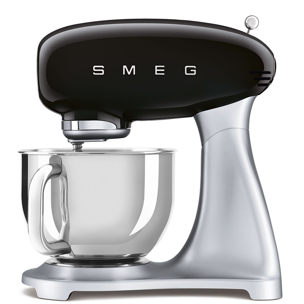 Планетарен миксер Smeg SMF02BLEU, 50's Style, 800 W, 4.8 л купа, 10 скорости, Черен