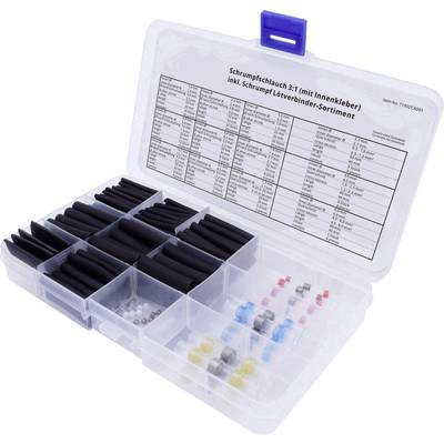 TRU COMPONENTS T1902CA001 Zsugorcső készlet Fekete Zsugorodási arány:3:1 135 rész