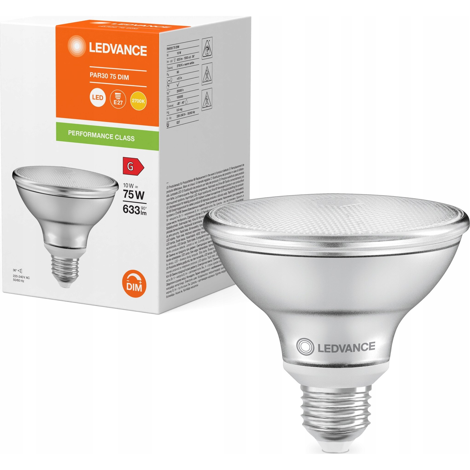 LEDVANCE 4099854071195 LED EEK G (A - G) E27 Par 30 10 W = 75 W Melegfehér (Ø x Ma) 95 mm x 95 mm 1 db (4099854071195)