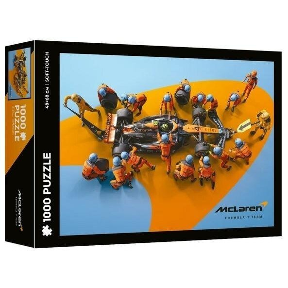 PUZZLE TREFL 1000 SOFT TOUCH MCLAREN CAR FASTEST PIT STOP RECORDED IN WORLD RECORD