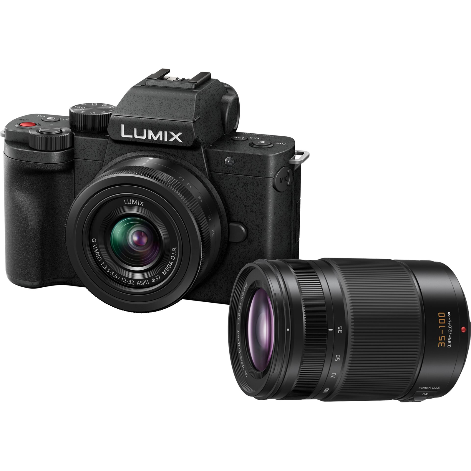 Panasonic Lumix DC-G100D Digitális fényképezőgép + H-FS 12-32 + 35-100E KIT - Fekete (DC-G100DWEGK)