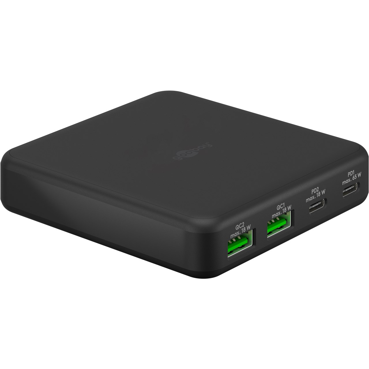 Goobay 61772 2x USB-C/2x USB-A Hálózati töltő - Fekete (65W) (61772)
