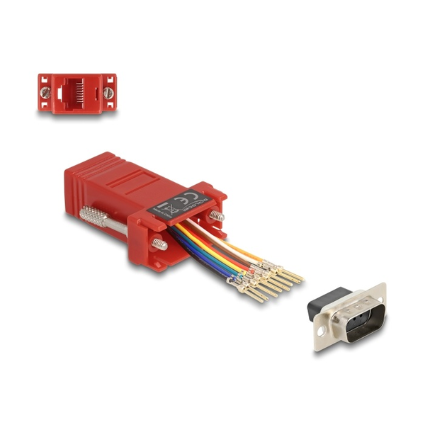 DELOCK Adapter D-Sub9 -> RJ45 St/Bu Montagesatz rot